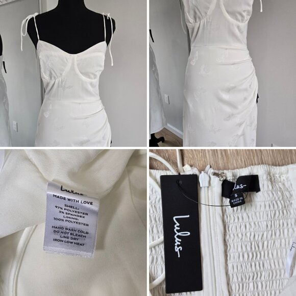 Lulus Wishing on Love White Satin Jacquard Midi Dress Small New With Tags $69 - Picture 15 of 15